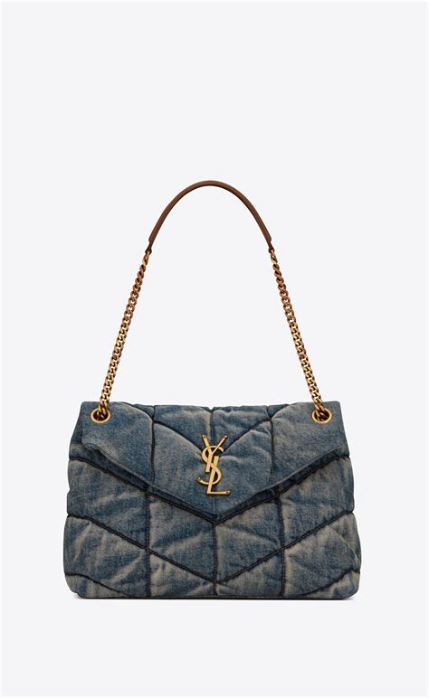 ysl puffer clutch bag|ysl small denim puffer bag.